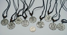 Necklace zodiac sign with cord and silver round shape gift for Christmas