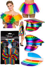 Pride Month Rainbow Adults Fancy Dress Accessories Mens Ladies Hat Tutu Boa
