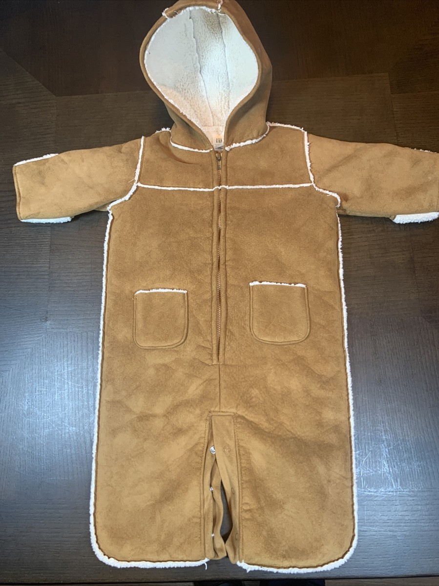 Baby Gap Tan Faux Suede Sherpa Shearling Infant Snow Suit Bunting