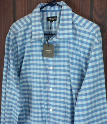 J. Maverick New York Men's Blue Check Button-down Long Sleeve Shirt Size XL