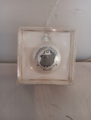 Vintage Georgetown University Hoyas NCAA Round Glass Christmas Ornament Classic