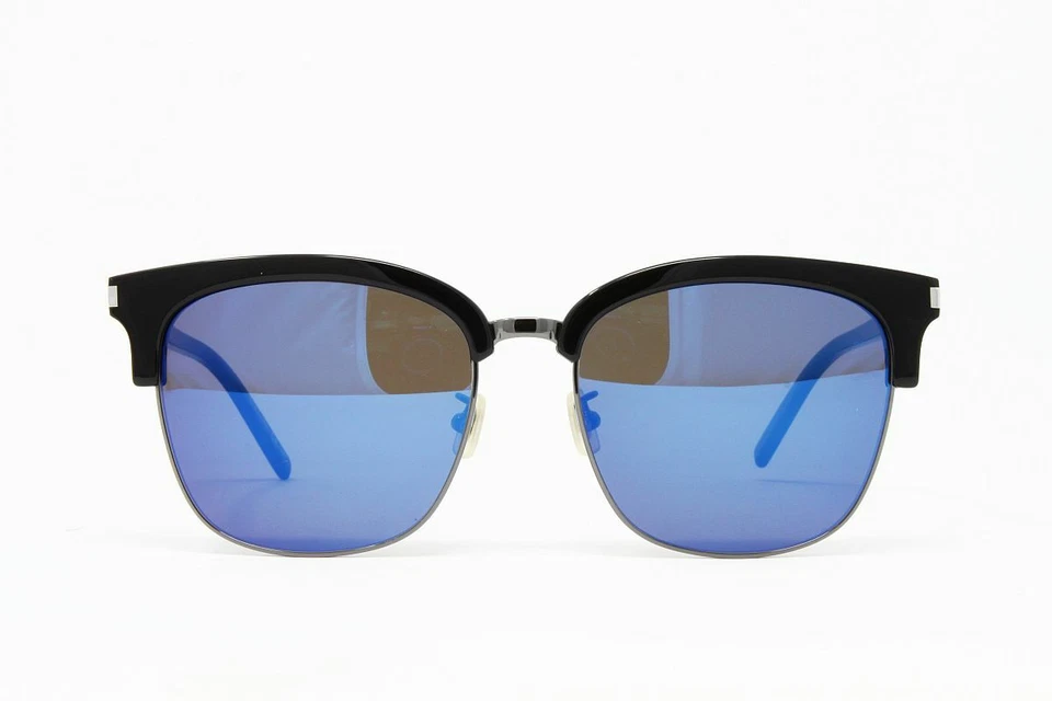 Gafas de sol Saint Laurent SL108K-003 para hombre negras 56 mm lentes azules nuevas con etiquetas Foto 2 de 4