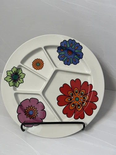 Vintage Villeroy & Boch ACAPULCO Color Floral Rare Divided Plates Fondu 10 "