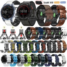 22mm 26mm Leather Strap For Garmin Fenix 7 7X 6 6X 5 5X Epix Silicone Watch Band