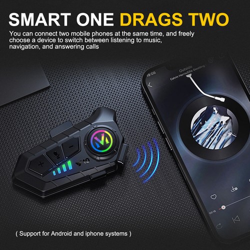 Auricolari casco moto wireless Bluetooth 5.3 impermeabili vivavoce - Foto 6 di 24