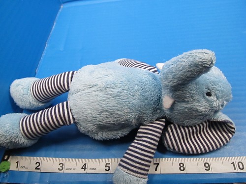 Carters Light Blue Navy Stripe Elephant Plush with Rattle 61345 10" Baby Toy - Picture 7 of 7