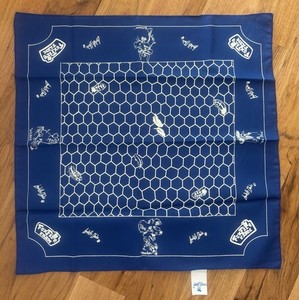 Vintage 1984 Lowell Davis Foxfire Farm Blue Bandana Scarf Schmid Farm Animal