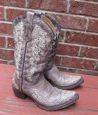 CORRAL Teens A2773 Floral Leather Snip Toe Western Cowgirl Boots Youth Size 5