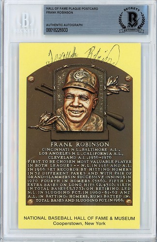 HOF -FRABK ROBINSON- Beckett BAS Signed/Autograph/Auto Baseball Plaque Postcard