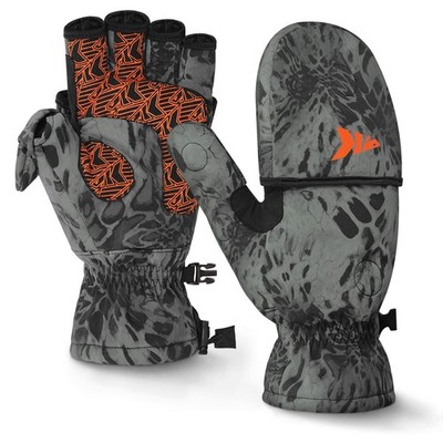 KastKing PolarBlast Ice Fishing Gloves Convertible Mittens   Small, Blackout 