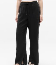 Athleta Pants Women Size M Retreat Linen Wide Leg Black Boho Chic Athleisure