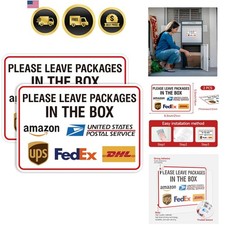 2PCS Please Leave Packages and Deliveries Here Sign Self-Adhesive Waterproof ...