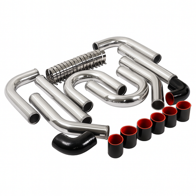 #ad 8Pc 2.5 inch Universal Aluminum Turbo Intercooler Pipe Kit Silicone HoseClamp $77.88