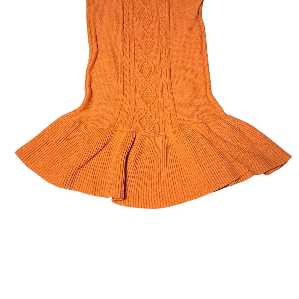 Vestido Suéter Naranja Mezcla Algodón Vintage Niñas Talla 7 Lazo Otoño Familia Foto 3 de 4