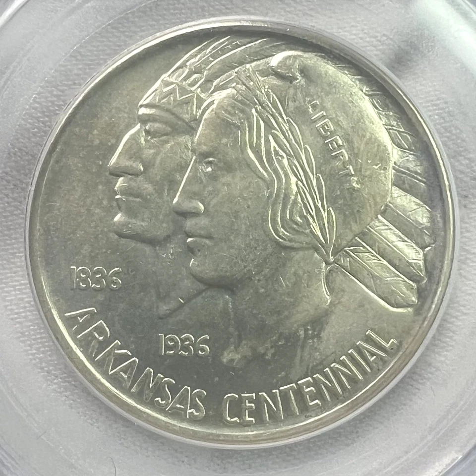 1939-S Arkansas Centennial Commemorative 50C Half Dollar PCGS MS63 Silver Coin - Image 2 of 4