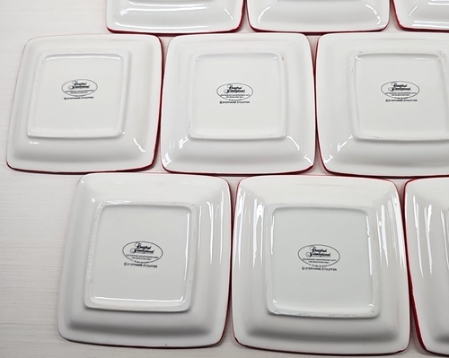 13 Pc Certified International Snowman Square Canape Plates Lot Holiday Christmas - Picture 23 of 24