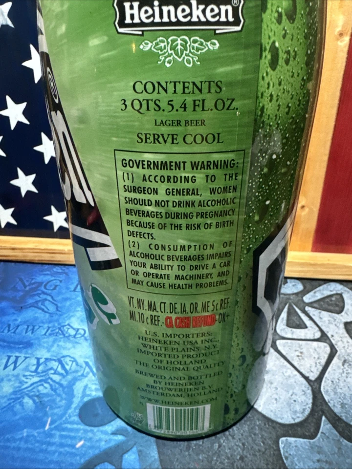 Редкий 3 qt. Пустая бутылка пива Heineken Lager специальное издание - ПУСТАЯ - Изображение 4 из 4
