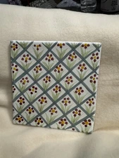 Mackenzie Childs 6 x 6 One Of A Kind Floral Vintage Tile . Unique