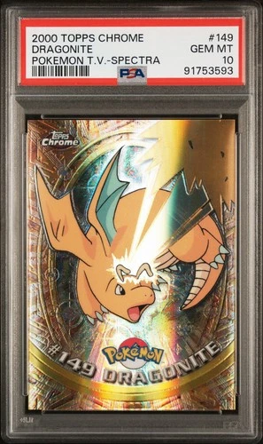 2000 TOPPS CHROME POKEMON T.V. SPECTRA #149 DRAGONITE PSA 10