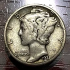 1931 Mercury Dime 90% U.S. Silver Coin 10c KM# 140 Lot C12-44 Better Date