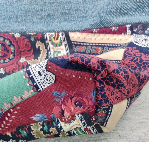 Handmade Patchwork Look Tote Bag Denim Upcycled Multicolor Shoulder Bag Boho - Picture 8 of 12