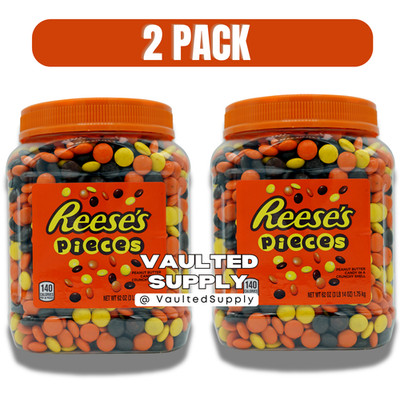 Reese s Pieces Peanut Butter Candy 62 oz Jar (2 Pack) Bulk Party Candy Exp 12/26