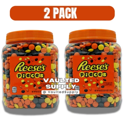 REESE'S Reese’s Pieces Peanut Butter Candy 62 oz Jar (2 Pack) Bulk Party Candy Exp 12/26