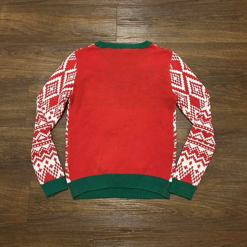 Ugly Christmas Pullover Rentier Rudolph Glitzer Rot Damen M Medium - Bild 3 von 13