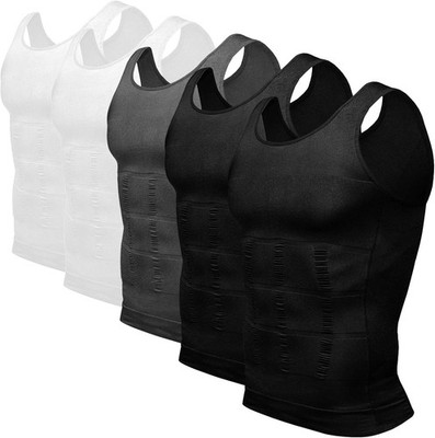 5 Pack Men Body Shaper Slimming Tummy Vest Compression Shirts Tank Top Shapewear