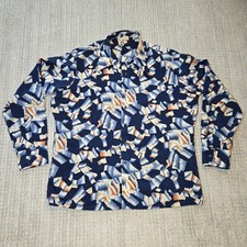 Vintage Sears 70s Kings Road Polyester Button Up Shirt Mens XL Disco Geometric