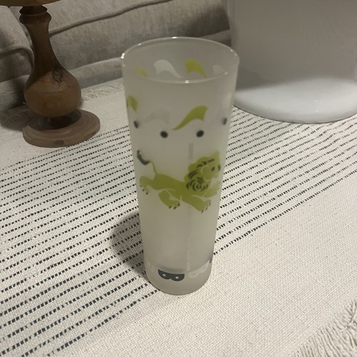 Vintage Libbey Merry Go Round Frosted Tom Collins Glass Circus Carousel Lion