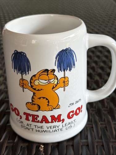 Vintage 1978 Garfield Go Team Go Kaffeebecher von Jim Davis Enesco E-7413 Pom Poms