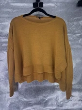 Eileen Fisher Golden Cropped Boxy Linen Sweater - Womens Small 