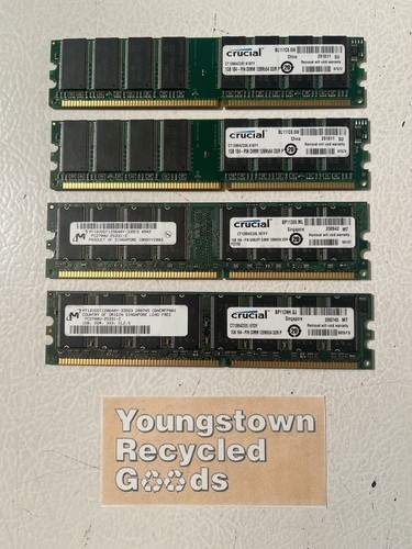 4GB RAM KIT 4 X 1GB DDR PC333 PC2700 184-PIN DESKTOP RAM MEMORY 333MHz CRUCIAL