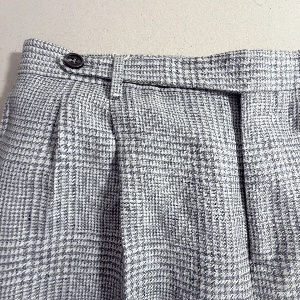 Brunello Cucinelli Prince Of Wales 长裤灰色亚麻羊毛丝绸尺寸 33 美国全新带标签 — 第 3/4 张图片