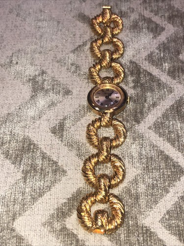 OROLOGIO VINTAGE DONNA VENDOME FRANCE 7 JEWEL con CINTURINO TONO ORO GROSSO