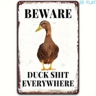 Vintage Beware of Duck Tinplate Tin Metal Signs Home Décor 8x12