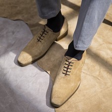 Men's Business Formal Suede Leather Retro Casual Genuine Leather Brogues Shoes