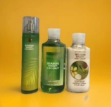 (3) Bath & Body Works WAIKIKI BEACH COCONUT Mist, Lotion & Shower Gel 8 Oz-New❤️