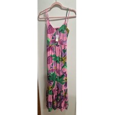 Express Womens Pink Floral Cutout Back Tiered Maxi Dress Small NWT