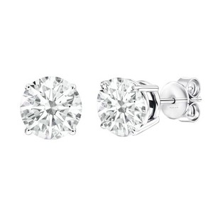 Authentic Round Certified VS1/E 7MM Lab Grown Diamond Stud Earrings 14k White Gold Plated