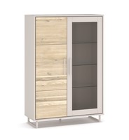 Vitrine Highboard Kai Eiche Teilmassiv Bianco/Kreidefarbig H. 148Cm Elfo
