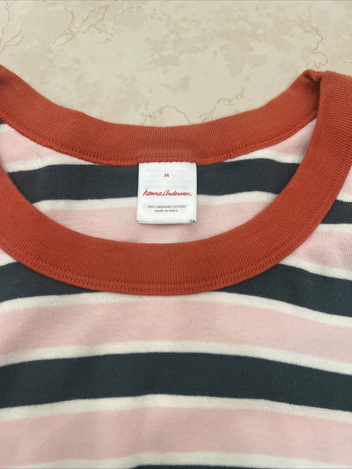 Hanna Andersson Women’s Pink Green Striped Pajamas M & XS 100% Cotton - Image 3 of 4