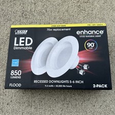 NEW LED Feit Electric 75W Bulb 2 Count, Retrofit 5-6 Inch - Soft White 2700k