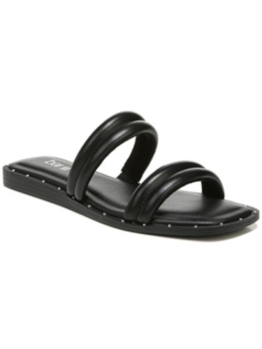 BAR III Womens Black Quilted Strap Narrah Square Toe Wedge Slip On Sandals 6.5 M