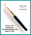 Vintage PARKER "51" Fountain Pen DARK BLUE - 14K Nib BROAD - Ready to Write.