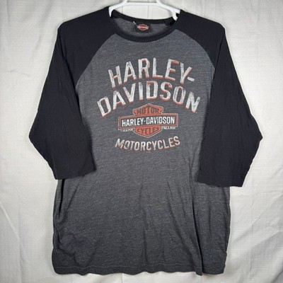 Harley-Davidson Monterey California Raglan 3/4 Sleeve T-Shirt Grey Blak Mens 2XL