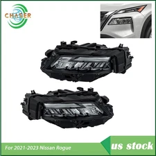 Headlights For 2021-2023 Nissan Rogue Replacement Black Housing LED LH+RH Side