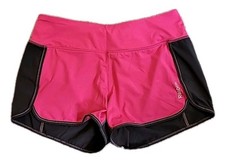 Reebok Ladies Stretch Shorts With Back Waist Pocket. Pink/gray. Sz S