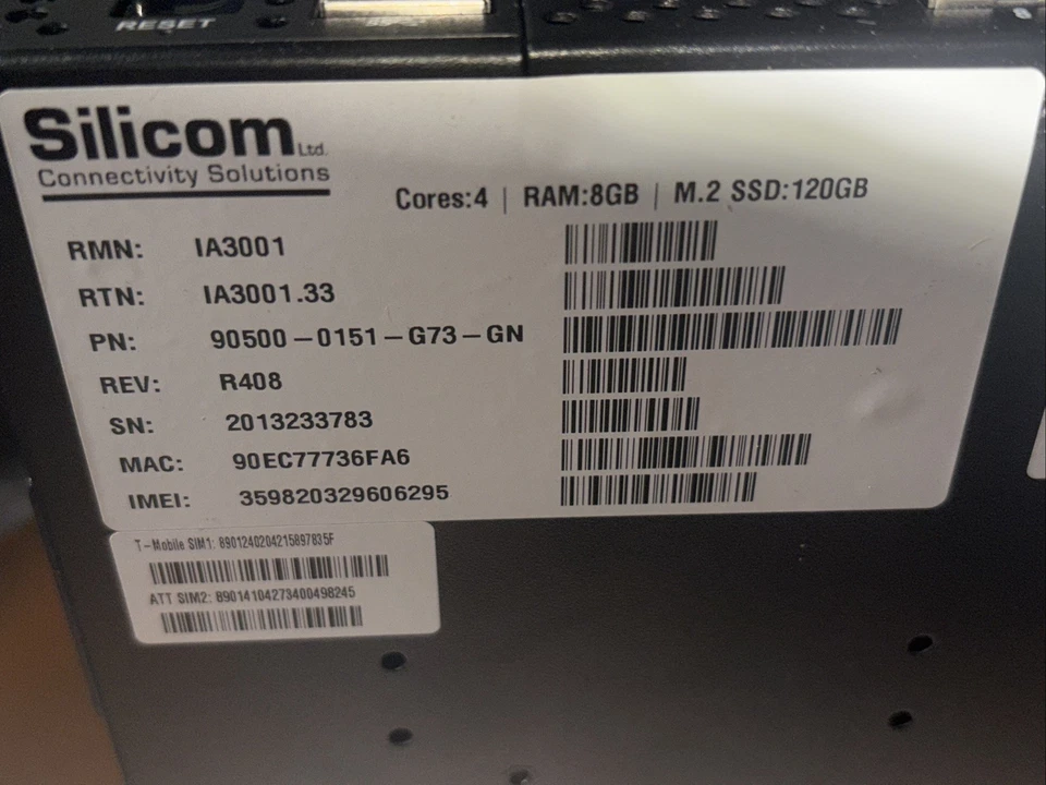 SILICOM IA3001 4 Core Intel Atom 8gb Ram 64gb eMMC with Power Supply IA3001.02 - Image 3 of 4